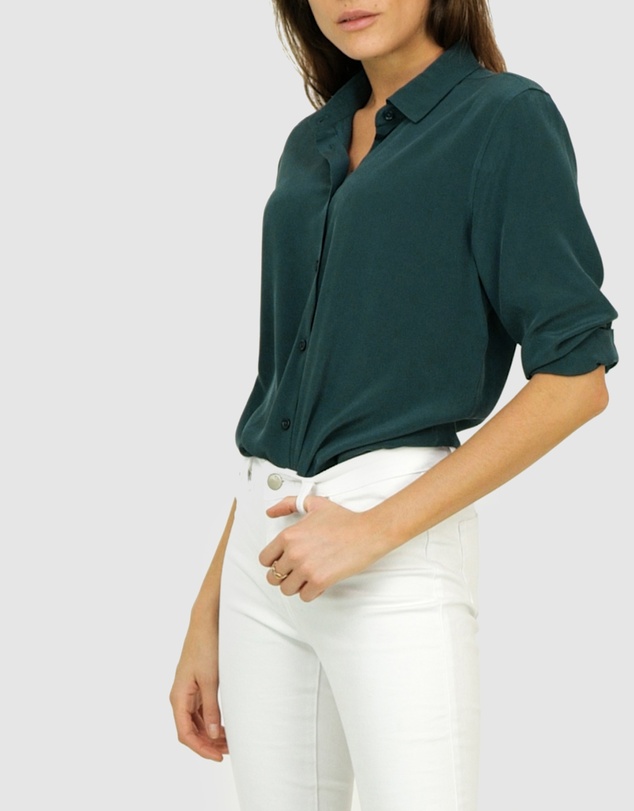 The Fable - Deep Moss Green Silk Shirt