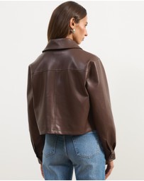 Atmos&Here - Annalise Leather Look Cropped Shacket