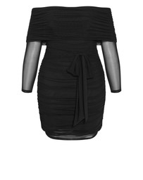 City Chic - Halle Mesh Tie Ruched Dress