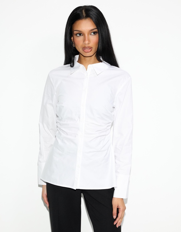 Dazie - Tia Ruched Button Up Shirt