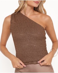 Petal & Pup - Gilde One Shoulder Lace Top - Chocolate