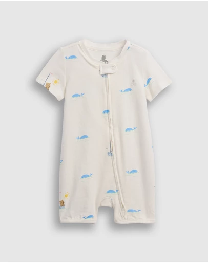GAP - Jersey Zip Sleep Shortie - Babies