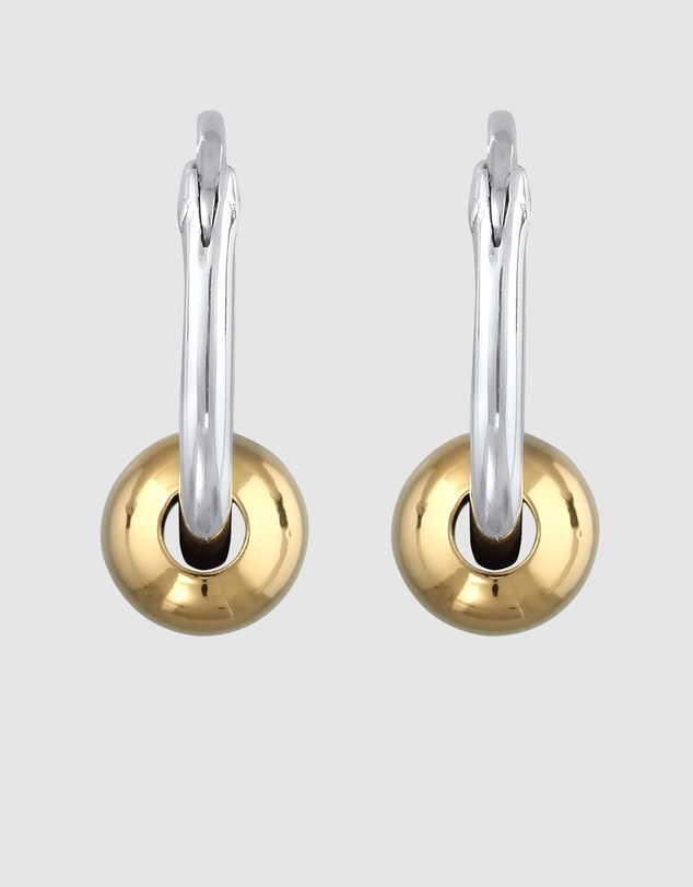 Kuzzoi - ICONIC EXCLUSIVE - Bi-Color Hoop Earrings with Ball Charm in 925 Sterling Silver