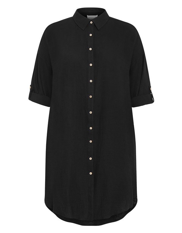City Chic - Plus size Poolside Cover Up Midi Shirt - black