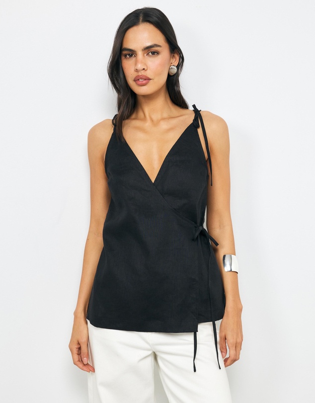 AERE - Remi Crossover Linen Top