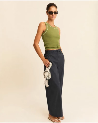Emme | Max Mara Group - Green Bicolour Viscose Knit Tank Top