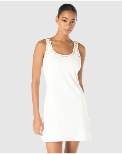 Michael Kors - Gold Studded Mini Beach Cover-Up Dress