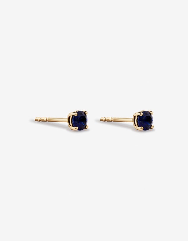 Michael Hill - Round Blue Created Sapphire Birthstone Stud Earrings in 10kt Yellow Gold