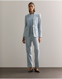 Trenery - Linen Cotton Yarn Dyed Herringbone Pant in Pale Blue