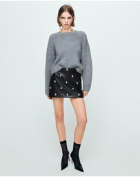 M.N.G - Studded Faux-Leather Skirt