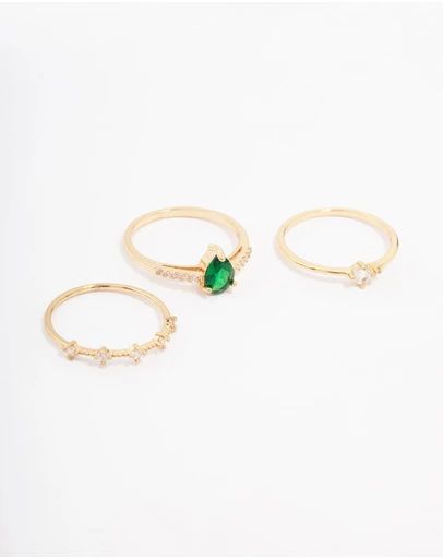 Lovisa - Gold Plated Elegant Pear Triple Stacking Ring