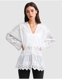 Belle & Bloom - Unbutton Me Eyelet Button Down Shirt
