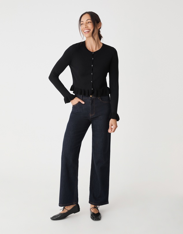 Forcast - Daisy Tencel Frill Cardigan