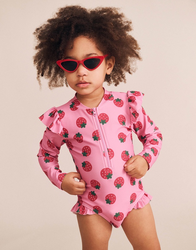 Huxbaby - Strawberry Fields Forever Frill Swimsuit - Babies-Kids