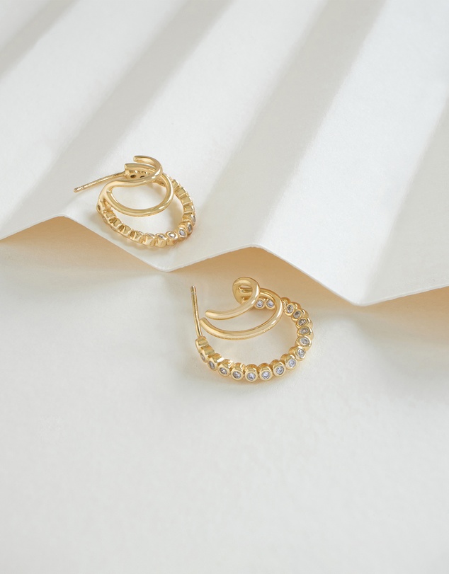 Wanderlust + Co - Triple Pave 13mm Hoop Earrings