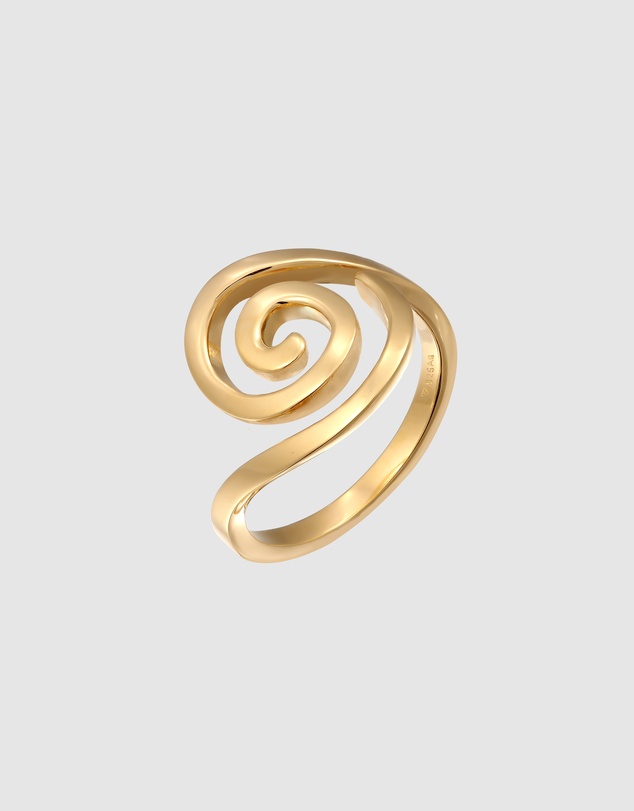 Elli Jewelry - Sculptural Open Spiral Ring in Gold-Plated 925 Silver