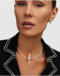 Nialaya Jewellery - Pearl Cross Choker