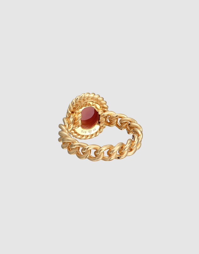 Elli Jewelry - Vintage Cornelian Ring in Gold-Plated 925 Silver