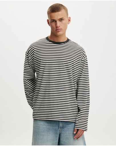 Vintage White & Washed Black Stripe