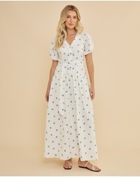 Amelius - Bea Embroidery Sleeved Maxi Dress