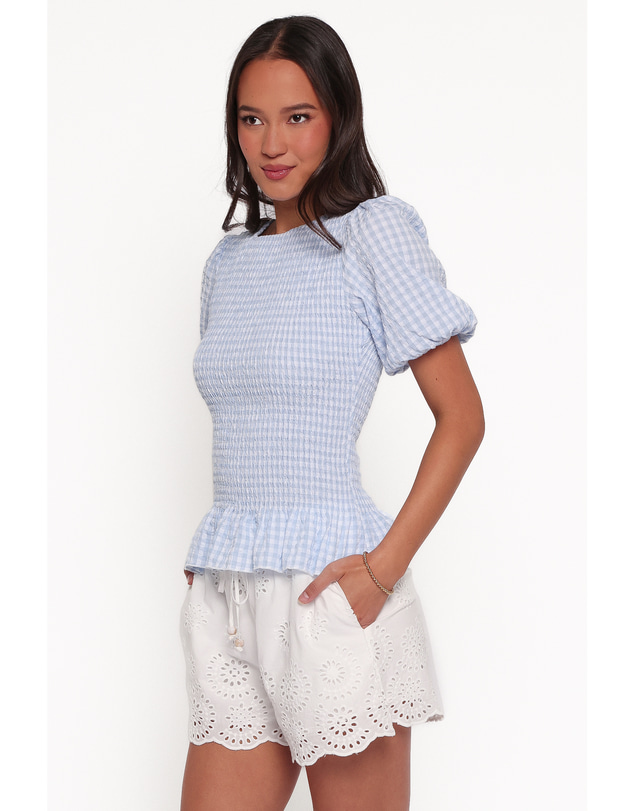 Petal & Pup - Callista Shirred Waist Top - Baby Blue