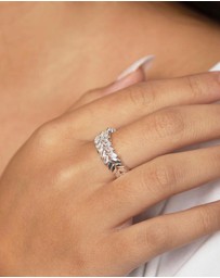 Lovisa - Silver Plated Cubic Zirconia Navette Ring