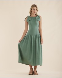 Amelius - Mavie Bow Linen Maxi Dress