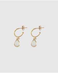 Von Treskow - Hammered Hoop Studs (10mm) with Pear Czelline Opal