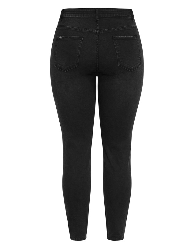 City Chic - Plus size Harley Fit Karla Skinny Leg Short Jean - black wash