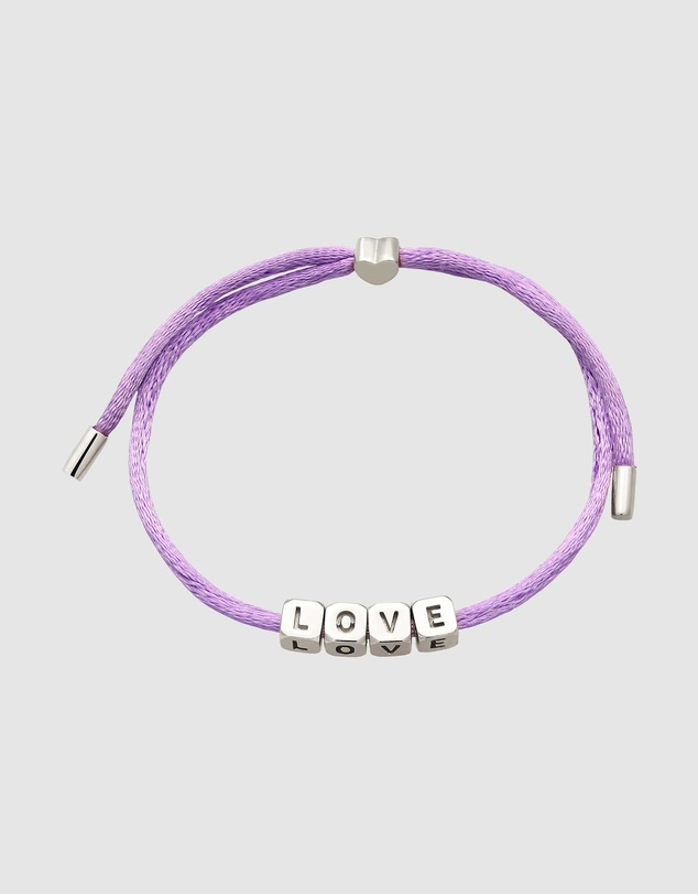 Elli Jewelry - LOVE Charm Purple Satin Bracelet