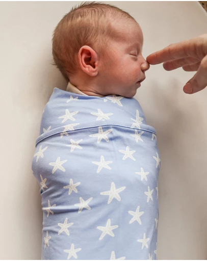Kynd Baby - Large Stretchy Swaddle in Star Fish Blue