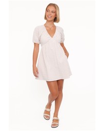 Petal & Pup - Cadhla Mini Dress - Beige Gingham
