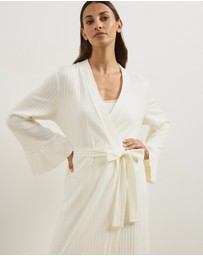 Atmos&Here - Melody Pointelle Wrap Robe With Frill Hem