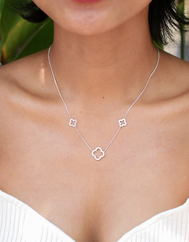 Elli Jewelry - Cloverleaf Zirconia Necklace in 925 Silver