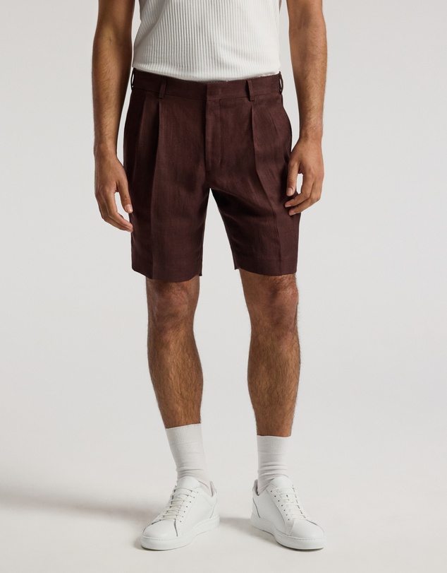 Calibre - Tailored Twill Linen Blend Shorts Bourbon
