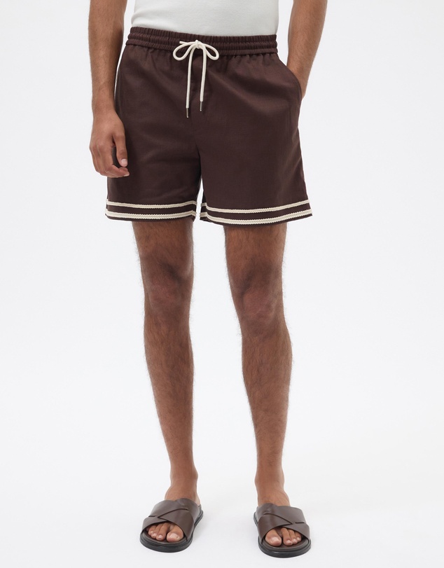 AERE - Contrast Linen Blend Shorts