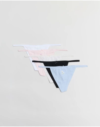 Cotton On Body - 5-Pack Cotton Pointelle G-String Briefs