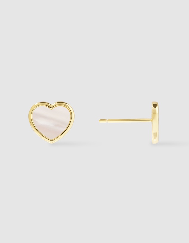 Wanderlust + Co - Heart Pearl & Gold Stud Earrings