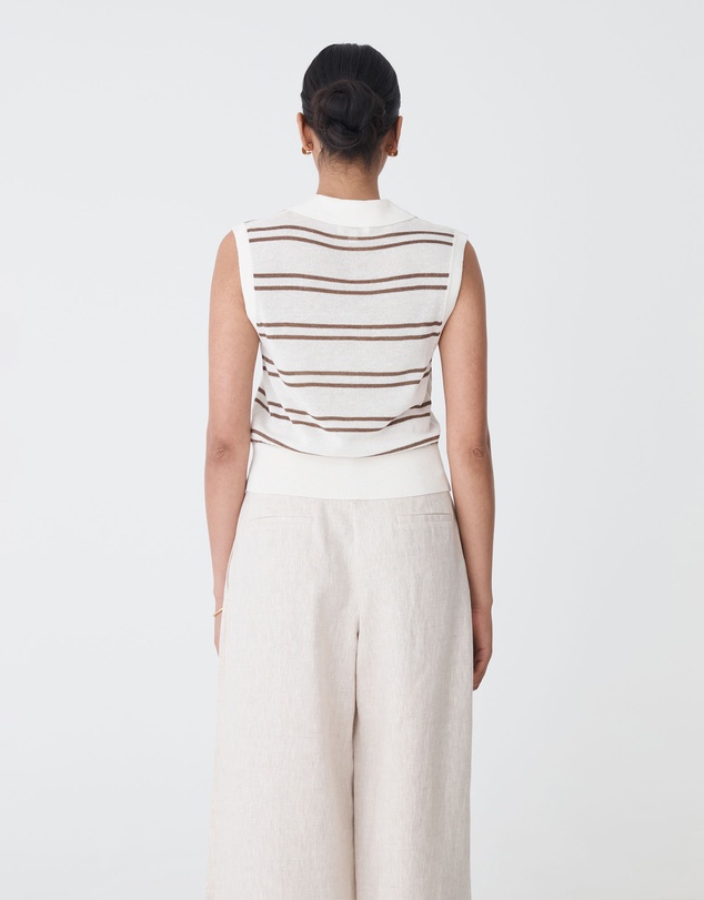 Forcast - Kaia Striped Collared Top
