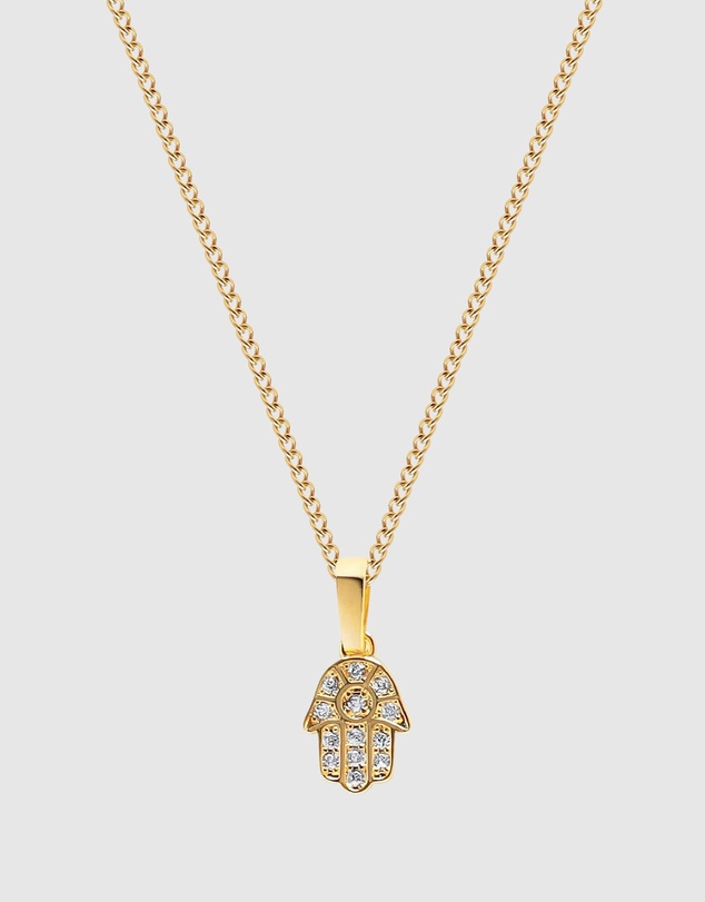 Nialaya Jewellery - Men's Mini Hamsa Hand Necklace in Gold