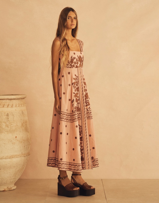 AUR OCEA - Embroidered Empire Maxi Dress
