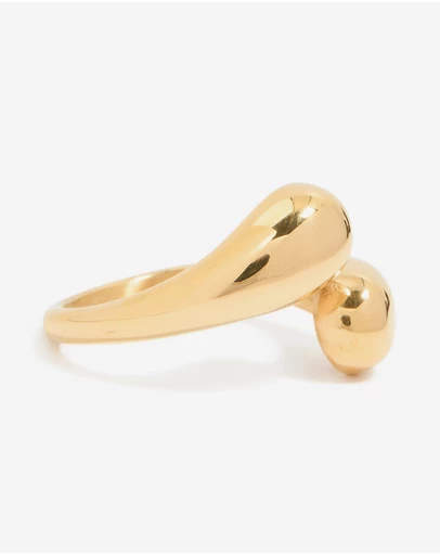 Lovisa - Waterproof Gold Plated Stainless Steel Double Teardrop Wrap Around Ring