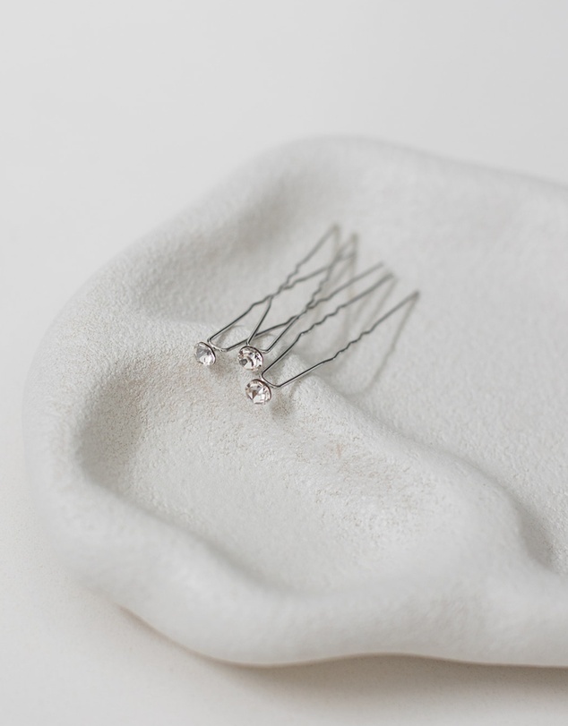 The White Collection - Aria - 6mm Crystal Bridal Hair Pin Trio