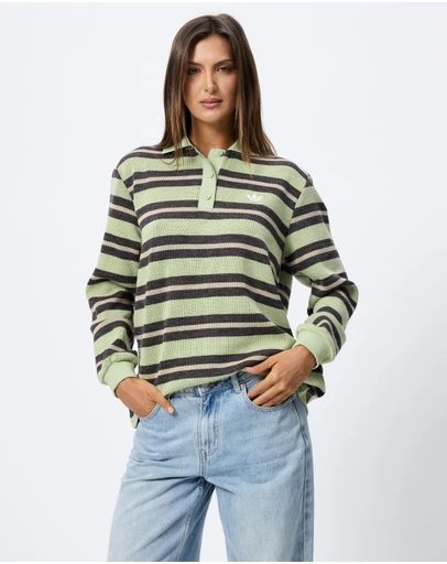 adidas Originals - Striped Knitted Polo Top