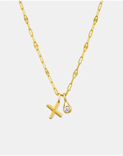 Zoe Olivia - 14K Gold Vermeil Imprint Initial X Cubic Zirconia Necklace