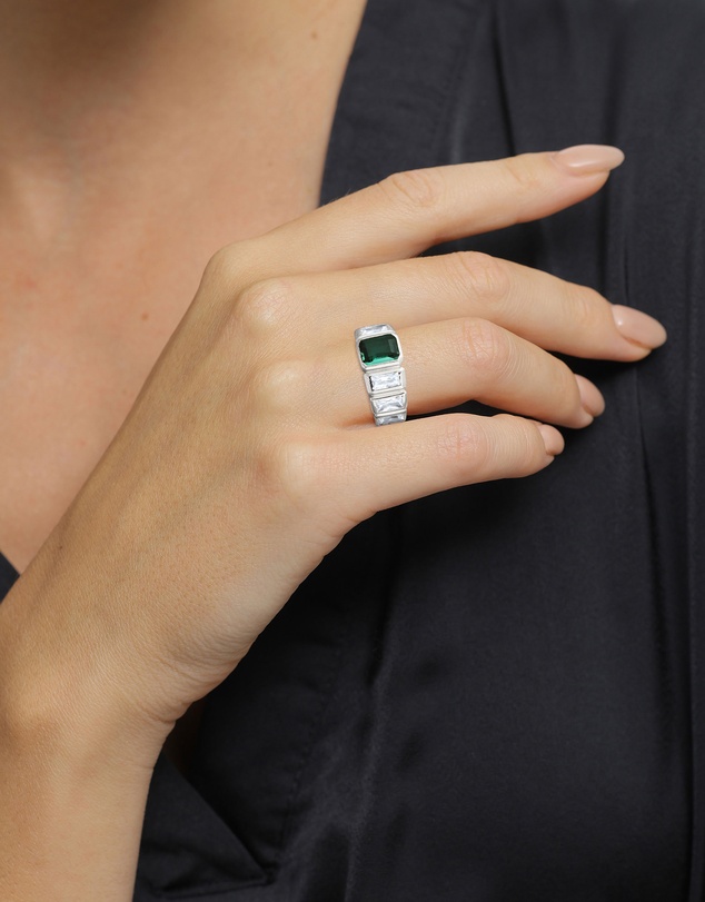 Elli Jewelry - Ring Quartz Rectangle 925 Sterling Silver