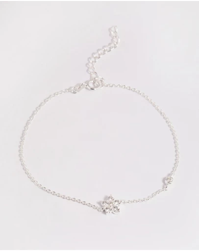 Lovisa - Sterling Silver Cubic Zirconia Flower Bracelet