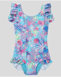 Boardies - Boardies Coral Little Girls Ruffles Swimsuit
