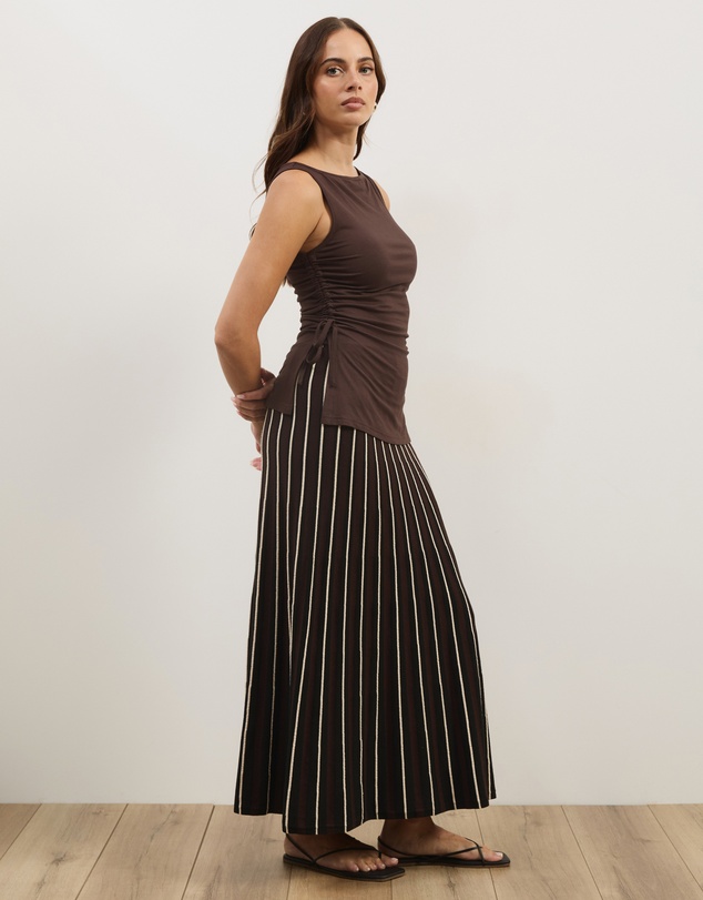 Atmos&Here - Mary Knitted Stripe Midi Skirt