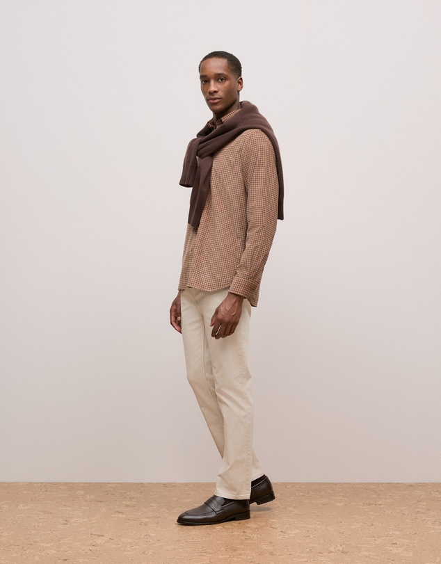 Trenery - Regular Fit Cord Check Shirt in Camel